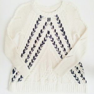 Anthropologie Knitted & Knotted Ribbed Woven Ribbon Sweater